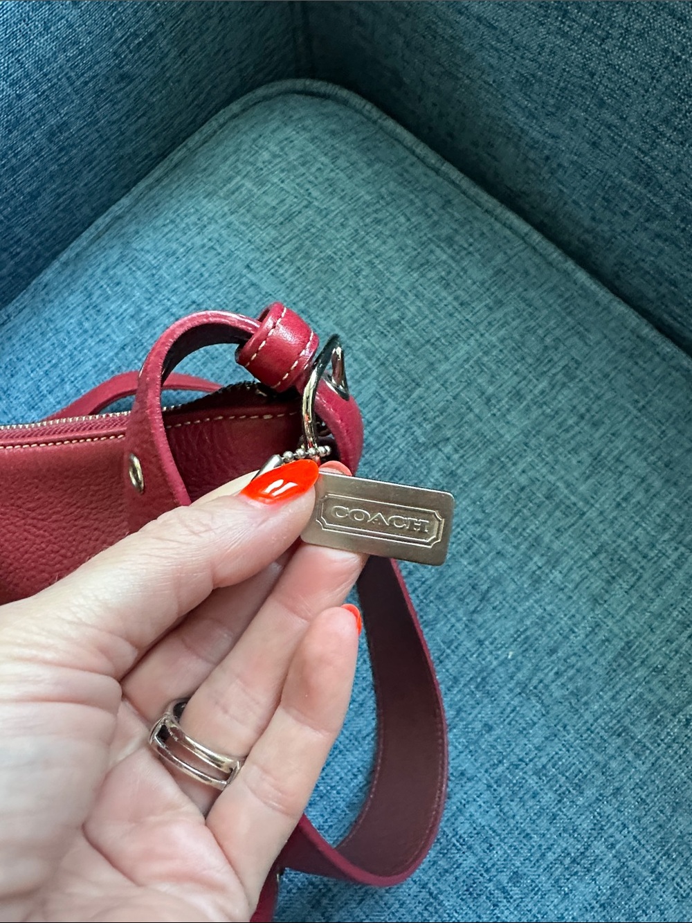Coach Red Leather Crossbody Shoulder Bag - Picture 9 of 14